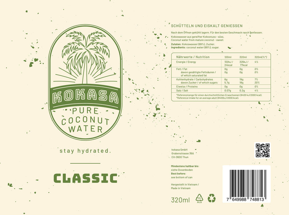 kokasa CLASSIC – Kokoswasser, 24 × 320 ml